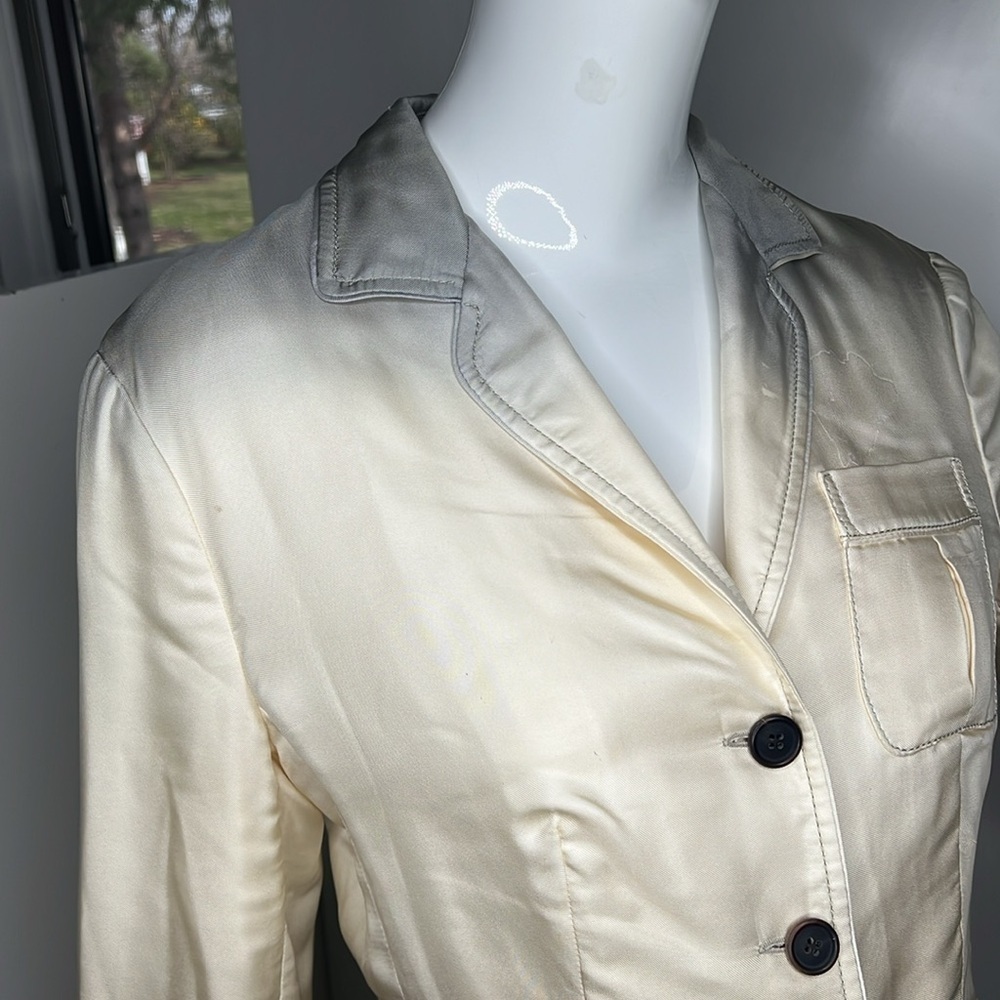 Prada 100% Silk Sz 44 Cream Beige Gray Graduated Ombré Blazer Jacket - Picture 5 of 14